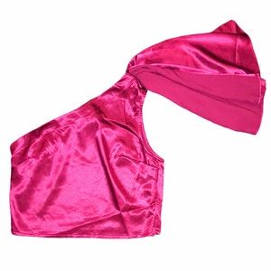 NWT Ark & Co One Shoulder Flounce Sleeve Satin Top
